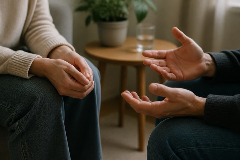 Open hand gestures during a private conversation